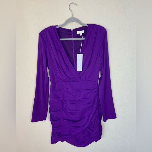 NWT Ronny Kobo Mariana Mini Purple Dress Draped Size M - Picture 9 of 13